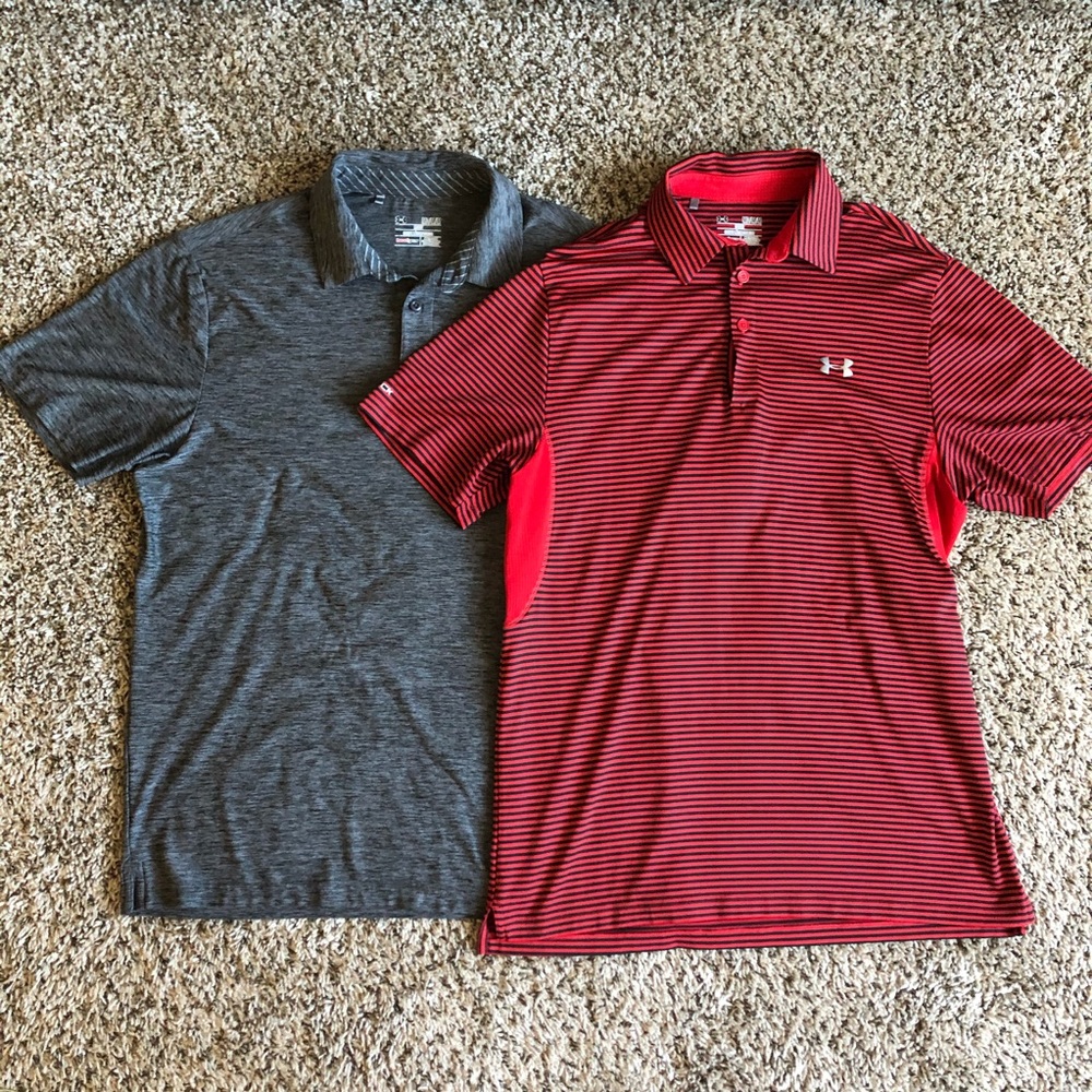 2 Under Armour Heat Gear Golf Polos, sz M